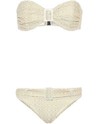 Lisa Marie Fernandez Bandeau-Bikini aus Jacquard - Natur