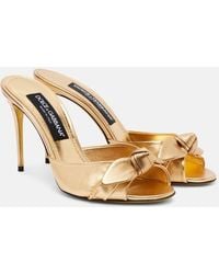 Dolce & Gabbana - Pantoletten Aus Metallic-Leder - Lyst
