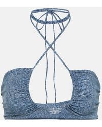 Magda Butrym - Denim-Printed Halterneck Bikini Top - Lyst
