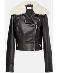 Sportmax - Toscana Shearling-Trimmed Leather Jacket - Lyst