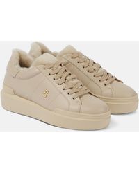 Bogner - Hollywood Shearling-trimmed Leather Sneakers - Lyst