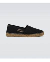 Saint Laurent - Espadrillas in pelle con stampa logo - Lyst