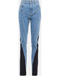 Mugler Jeans Skinny In Denim E Jersey - Blu