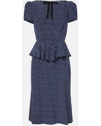 Alessandra Rich - Polka-Dot Silk Midi Dress - Lyst