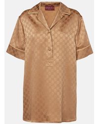 Gucci - Camisa De Satén Con Gg, Talla - Lyst
