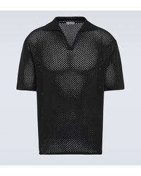Commas - Crochet Cotton-blend Polo Shirt - Lyst