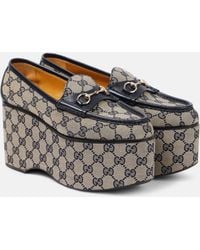 Gucci - Horsebit GG Canvas Platform Loafers - Lyst
