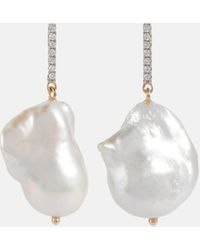 Mateo - 14kt Gold Earrings With Diamonds And Baroque Pearls - Lyst