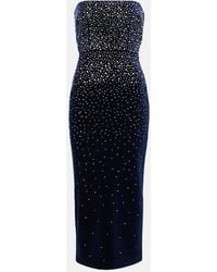 Alex Perry - Embellished Velvet Midi Dress - Lyst