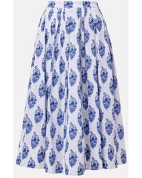 Carolina Herrera - Floral Cotton-Blend Midi Skirt - Lyst