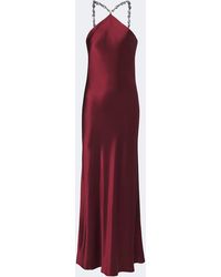 STAUD - Cadence Halterneck Satin Slip Dress - Lyst