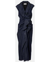 Dries Van Noten - Ruffled Denim Midi Dress - Lyst