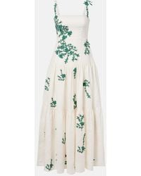 Agua Bendita - Lima Embroidered Linen Maxi Dress - Lyst