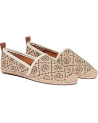 Tory Burch Leather-trimmed Jacquard Espadrilles - Natural