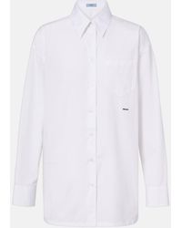 Prada - Embroidered-Logo Poplin Shirt - Lyst