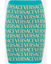 Versace - Allover Cotton-blend Miniskirt - Lyst