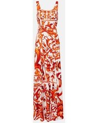 Dolce & Gabbana - Majolica Organza Maxi Dress - Lyst