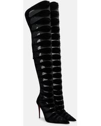 Christian Louboutin - Circus Max Suede-Mesh Over-The-Knee Boots 100 - Lyst