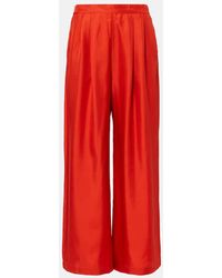 Asceno - Pantalones Anchos Isola En Sarga De Seda - Lyst