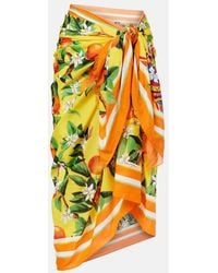 Dolce & Gabbana - Printed Cotton Beach Cover-Up - Lyst