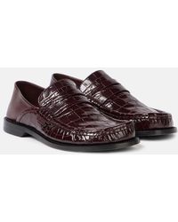 Loewe - Campo Croc-Effect Leather Loafers - Lyst