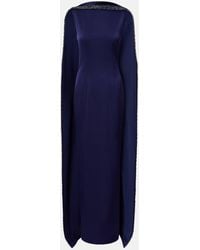 Roland Mouret - Embellished Caped Satin Crepe Gown - Lyst