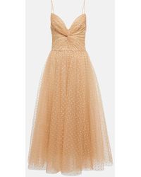 Monique Lhuillier - Crystal Tulle Silk-lined Cocktail Dress - Lyst