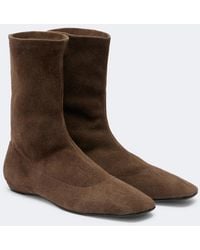 The Row - Cindy Suede Ankle Boots - Lyst