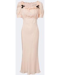 Alessandra Rich - Bow-Detail Ruffled Silk Jacquard Midi Dress - Lyst