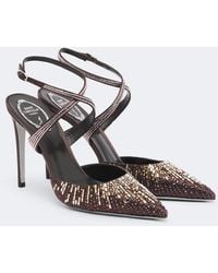 Rene Caovilla - Swarovski-Embellished Satin Pumps - Lyst