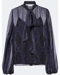 JOSEPH - Sally Snake-Print Lurex Chiffon Blouse - Lyst