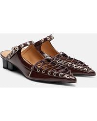 Ganni - Eyelets 35 Lace-Up Mules - Lyst