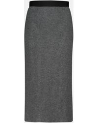 Moncler - Wool And Cashmere Midi Skirt - Lyst