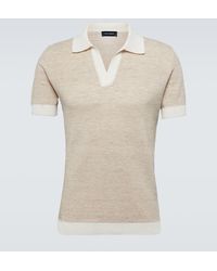 Thom Sweeney - Knitted Cotton And Linen Polo Shirt - Lyst