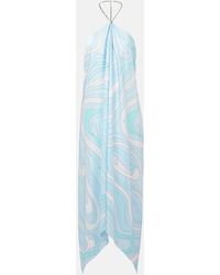Emilio Pucci - Vestido Midi Marmo En Sarga De Seda - Lyst
