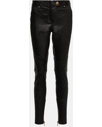 Balmain - Skinny Low-Rise-Hose Aus Leder - Lyst