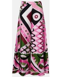 PUCCI - Vivara Silk Satin Wide-Leg Pants - Lyst