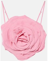 Blumarine - Floral-Applique Gabardine Crop Top - Lyst