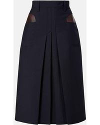Prada - Pleated Mohair And Wool Midi Skirt - Lyst