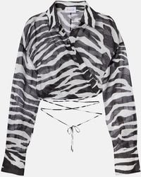 The Attico - Zebra-Print Cotton Muslin Wrap Top - Lyst