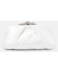 Aquazzura - Very Bow Tie Embellished Satin Clutch - Lyst