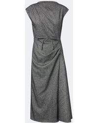 Erdem - Bow-Detail Herringbone Draped Midi Dress - Lyst