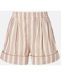 Saint Laurent - Striped Cotton Shorts - Lyst