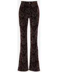 Chloé - Floral High-Rise Velvet Straight Pants - Lyst