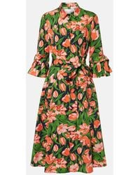 Carolina Herrera - Bow-detail Cotton-blend Shirt Dress - Lyst