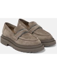 Brunello Cucinelli - Verzierte Loafers aus Veloursleder - Lyst