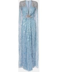 Jenny Packham - Symphony Embellished Caped Gown - Lyst