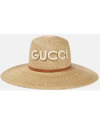 Gucci - Sombrero de paja con ribete de piel - Lyst