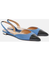 Aquazzura - Milanese Leather-Trimmed Slingback Flats - Lyst