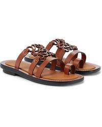 Loewe Anagram Leather Sandals - Brown